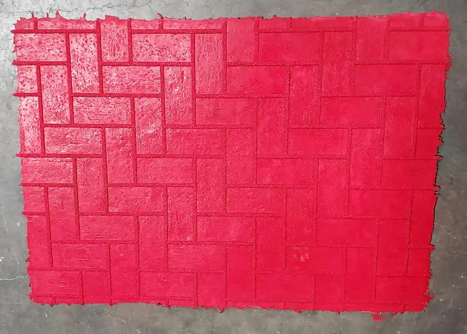Herringbone Red Concrete Stamp