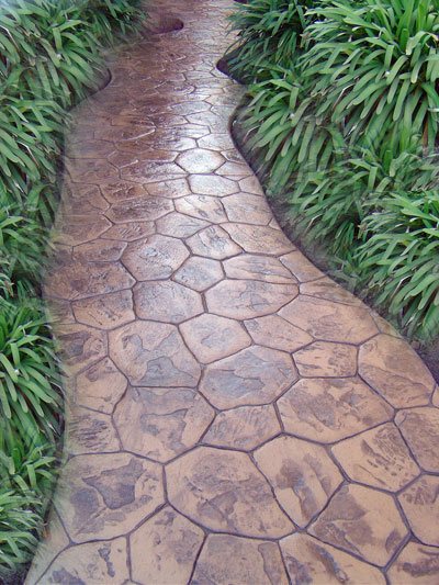 Random Stone stamped concrete path by Outback Concrete