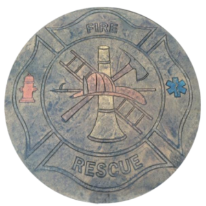 Fire Rescue Medallion-4 Ft Diameter Concrete Stamp