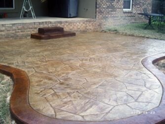 Random Stone stamped concrete job by Decorative Concrete Systems Random Stone stamped concrete patio by Decorative Concrete Systems
