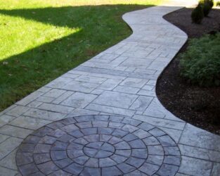 Ashlar and radial stamped concrete job by GLS Flatwork Ashlar and radial stamped concrete job by GLS Flatwork