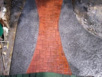 European Fan and Ashlar stamped concrete job by Creative Concrete - The Stamp Guy European Fan and Ashlar stamped concrete job