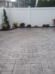 Radial Cobble Stone concrete stamp by JC Masonry Radial Cobble Stone concrete patio