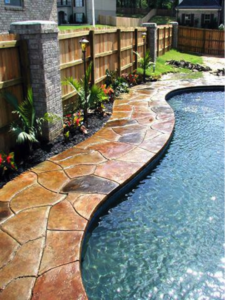 stamped concrete pool deck