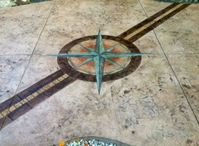 Stamped Concrete Compass Pattern