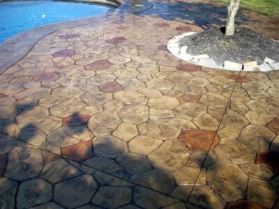 Random Stone Stamped Concrete Pool Patio