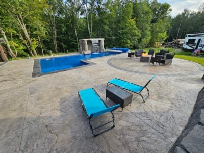 Inca Seamless decorative concrete Texture pool with sun chairs