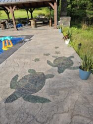 Inca decorative concrete inlaid with HONU Large sea turtle